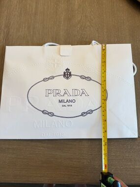 Prada White Shopping Bag with Black Logo Box. (Sunglasses box is for scale only)